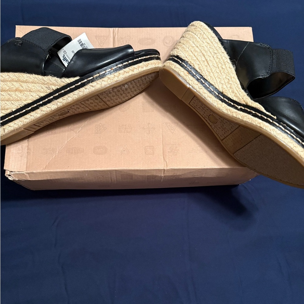 Black Wedge Sandals with Espadrille Sole